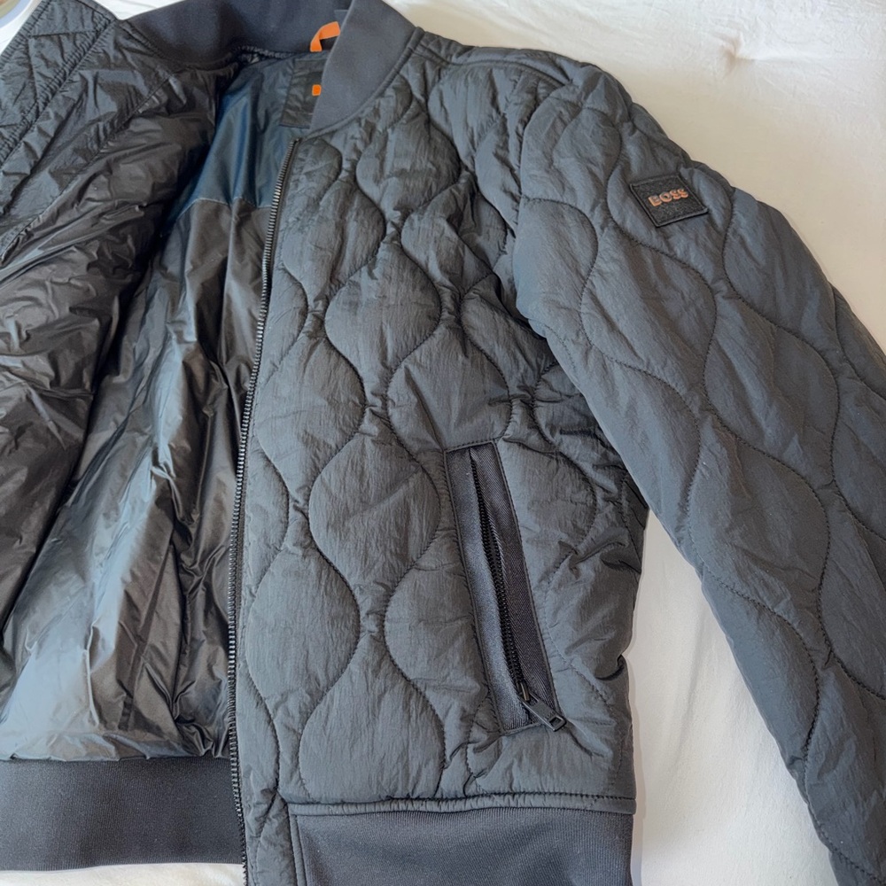 Hugo Boss Quilted Black Bomber Jacket